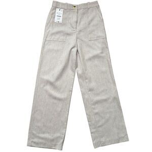 NWT Zara Women’s Straight Leg Pants Light Beige Workwear Style Size M 28